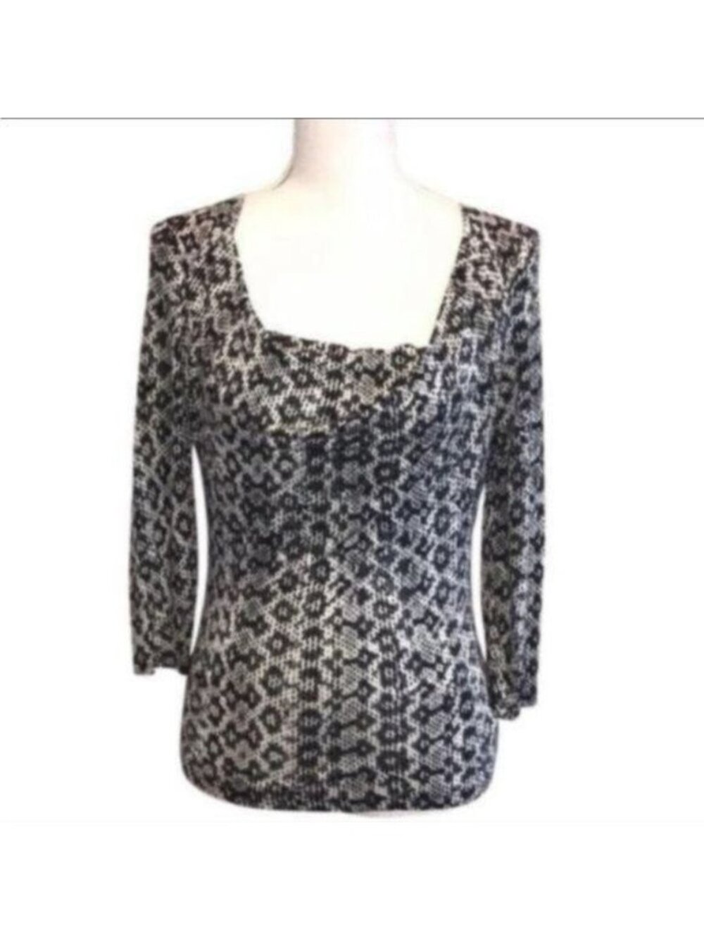 Michael Kors Leopard Print Top | Black, White & Gray | Size Small